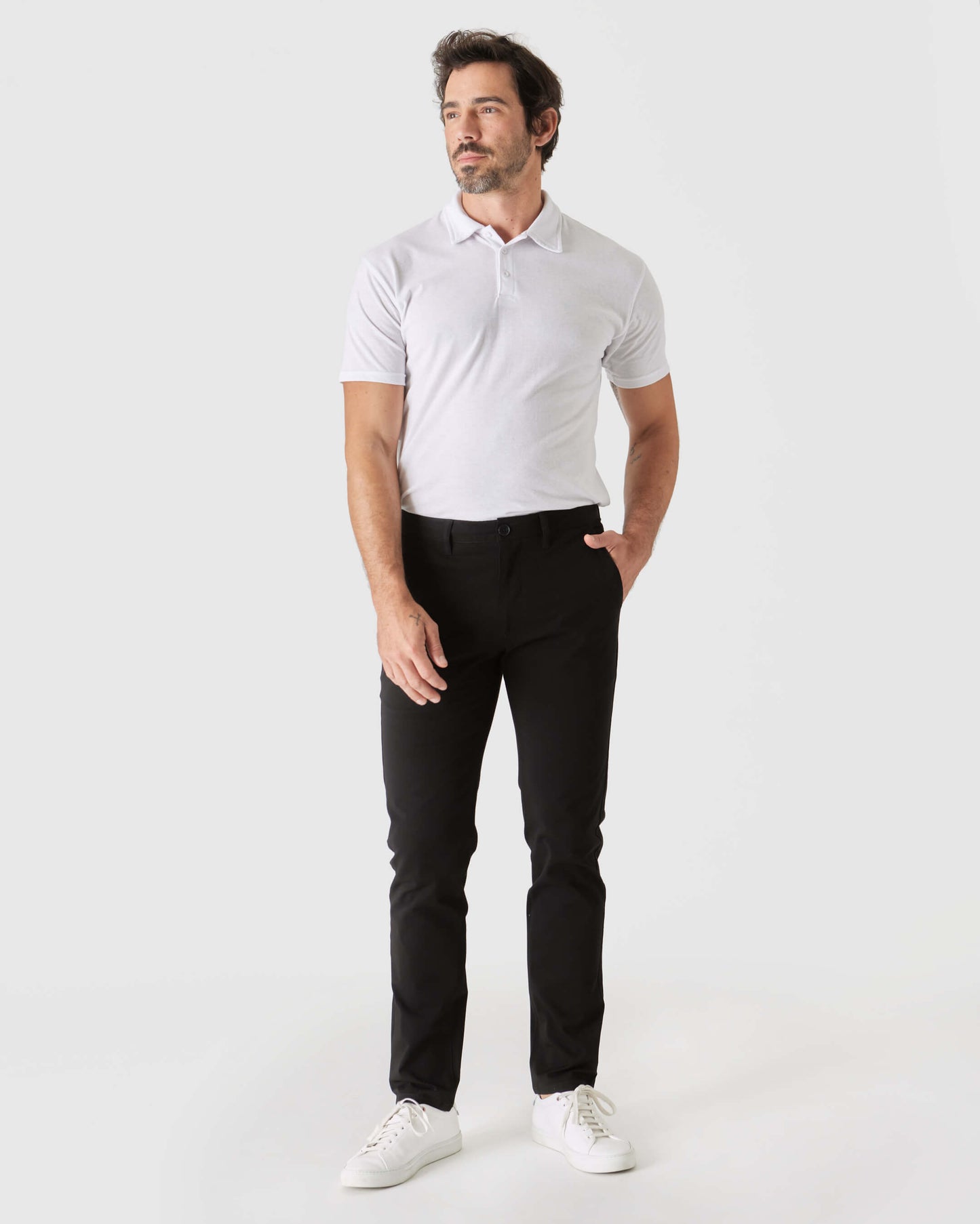 Svart Smal Twill Chinosbukse