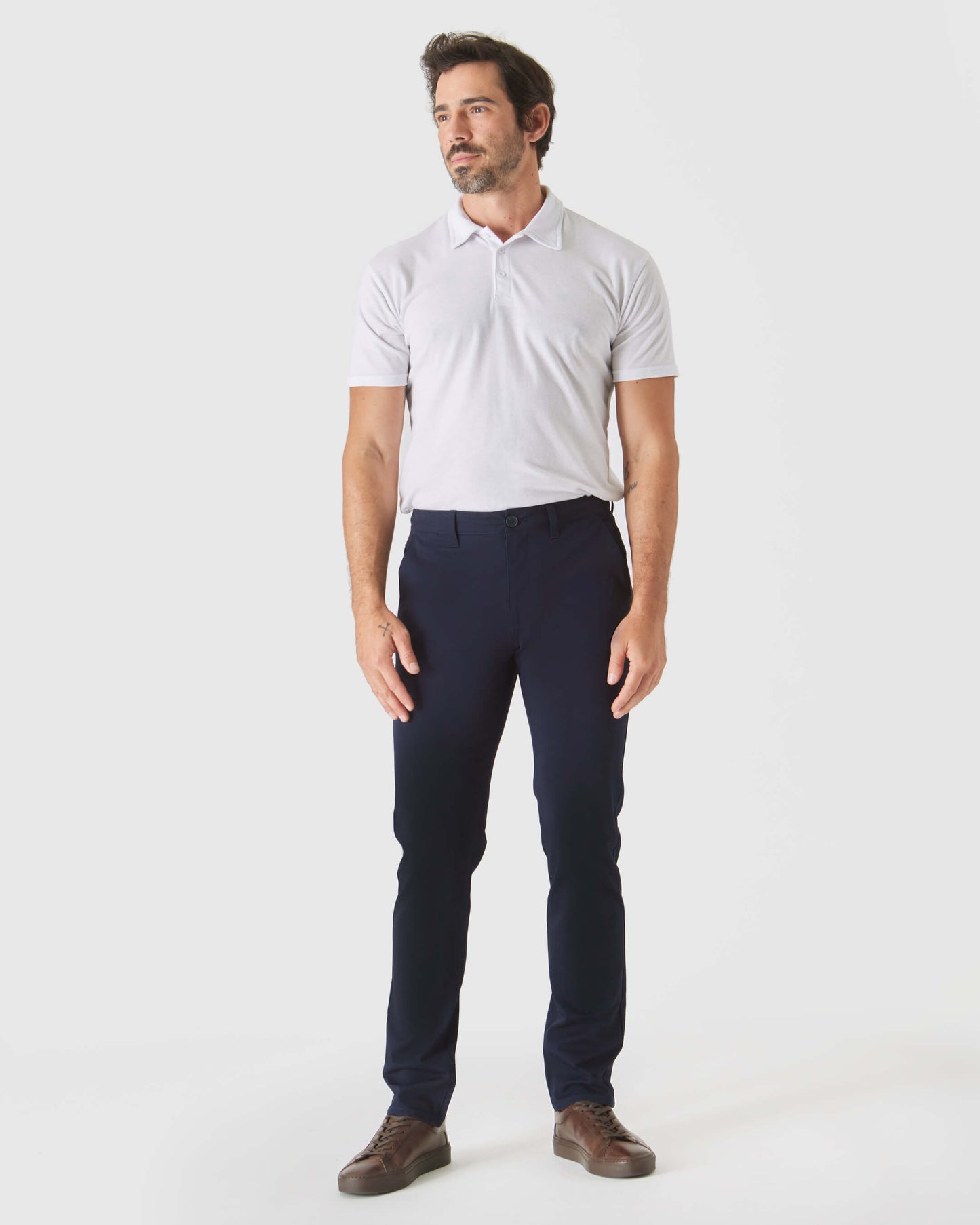 Marineblå Smal Twill Chinosbukse