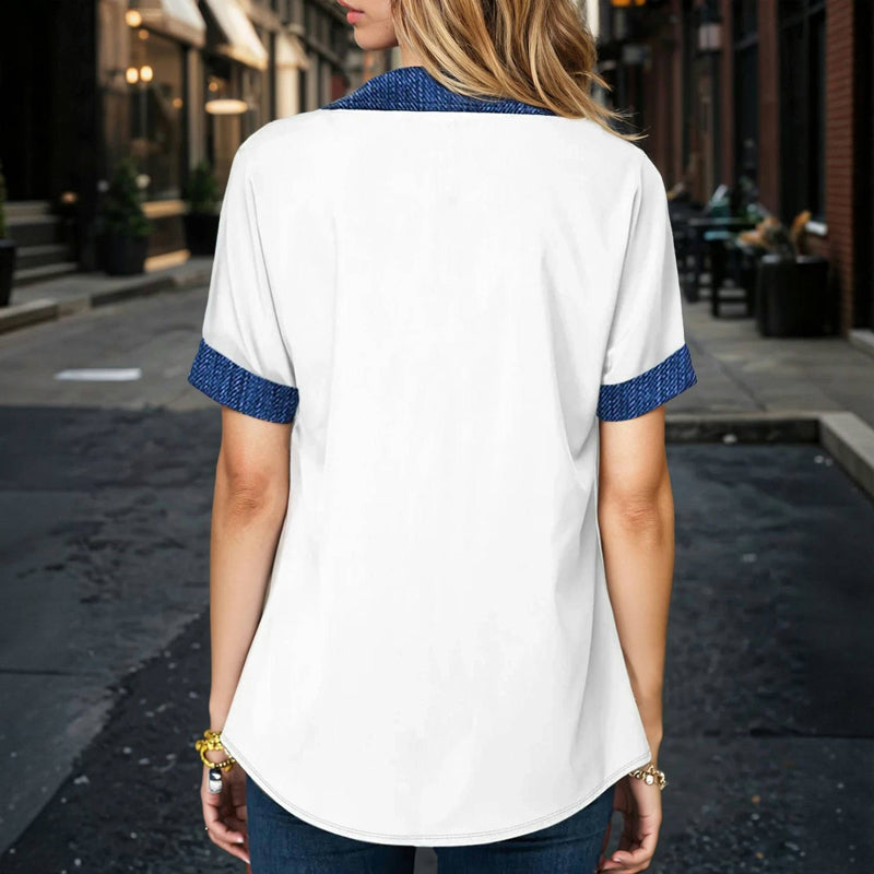 Patchwork Skjorte Casual Bluse