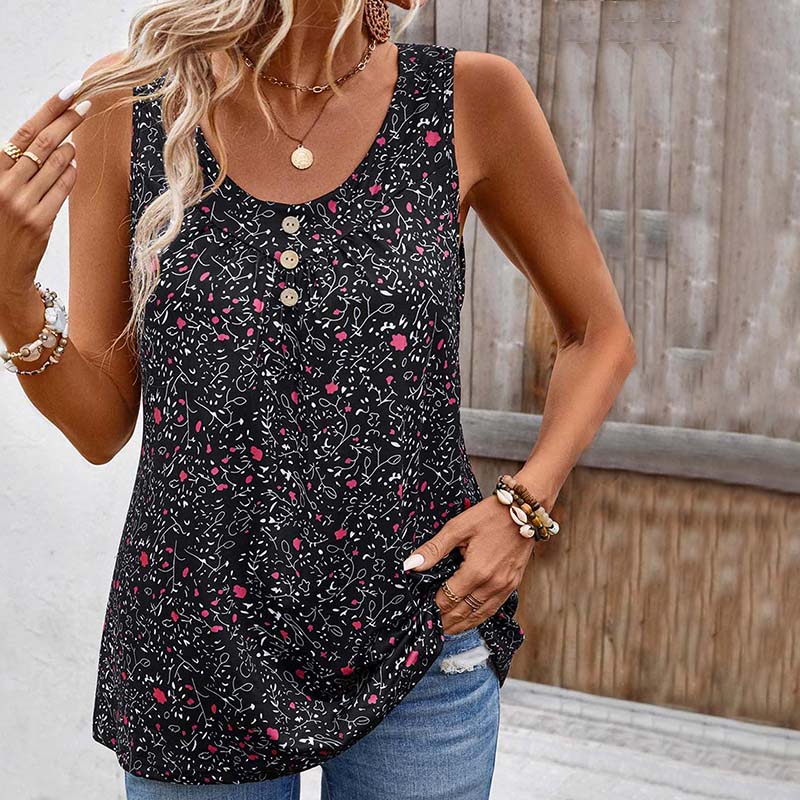 Vintage Top med Blomsterprint