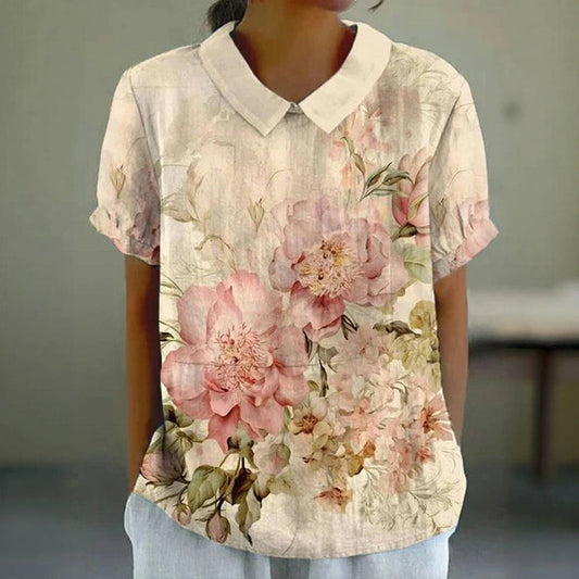 Vintage Bluse med Blomsterprint