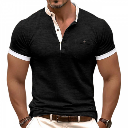 Lars | Herre T-skjorte, Fargeblokk, Slim Fit, Kort Erm, Bomull