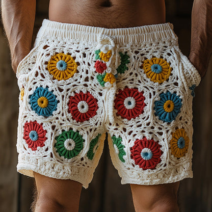 Sverre | Sommermote Strikkede Casual Shorts med Hullmønster