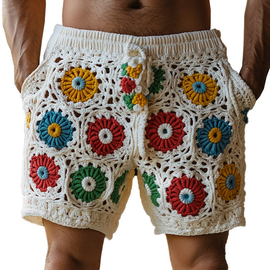 Sverre | Sommermote Strikkede Casual Shorts med Hullmønster
