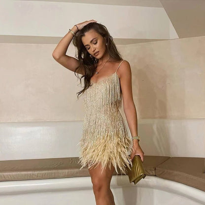 Sofia Feather Mini Kjole