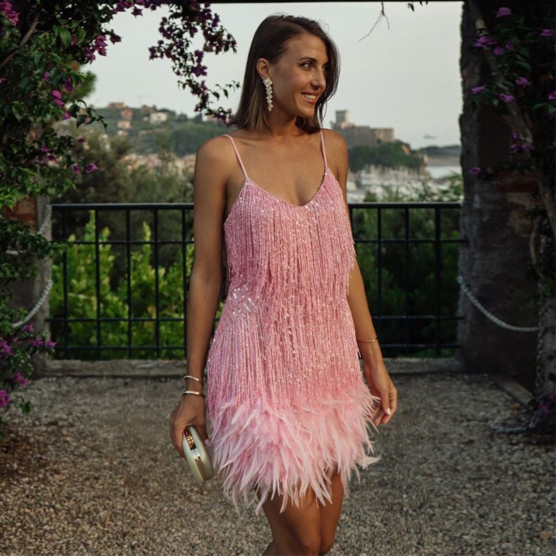 Sofia Feather Mini Kjole