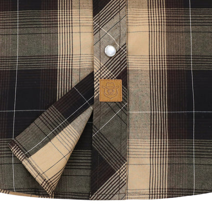 Odin | Western Herreskjorte Kortermet Ruter Pearl Snap Casual Arbeidsskjorte