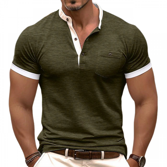 Lars | Herre T-skjorte, Fargeblokk, Slim Fit, Kort Erm, Bomull