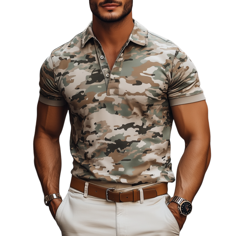 Birk | Camo Kortermet Polo for Menn